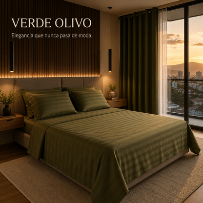 KIT HOTEL EN CASA™ Juego Completo de Sábanas + Cortinas