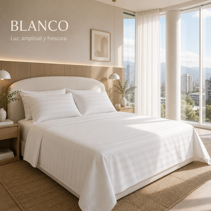 KIT HOTEL EN CASA™ Juego Completo de Sábanas + Cortinas