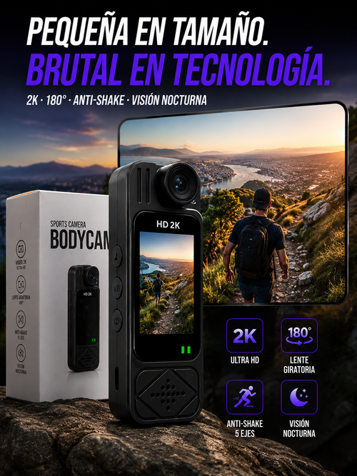 BODYCAM 2K™ 5X PRO — Visión Inteligente 180°