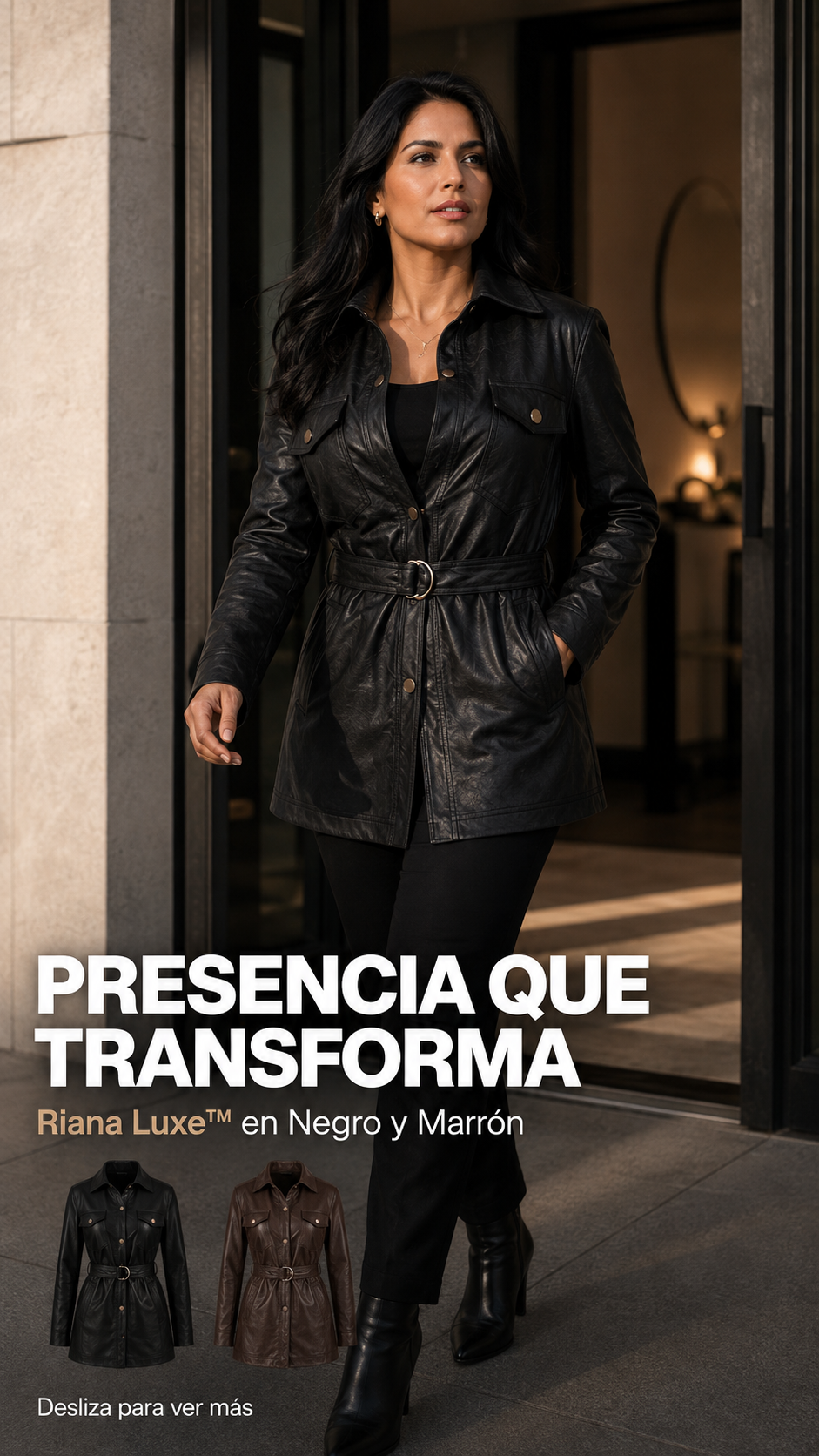 Riana Luxe™ Gabán de Cuero Premium — Envío GRATIS + Pago Contra Entrega