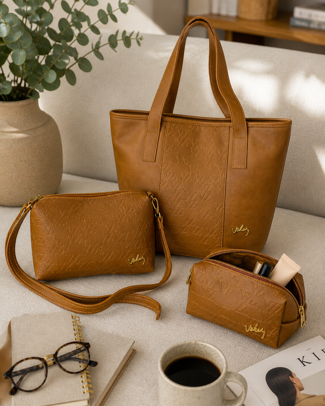 Trío de Bolsos en Cuero Premium 3 en 1